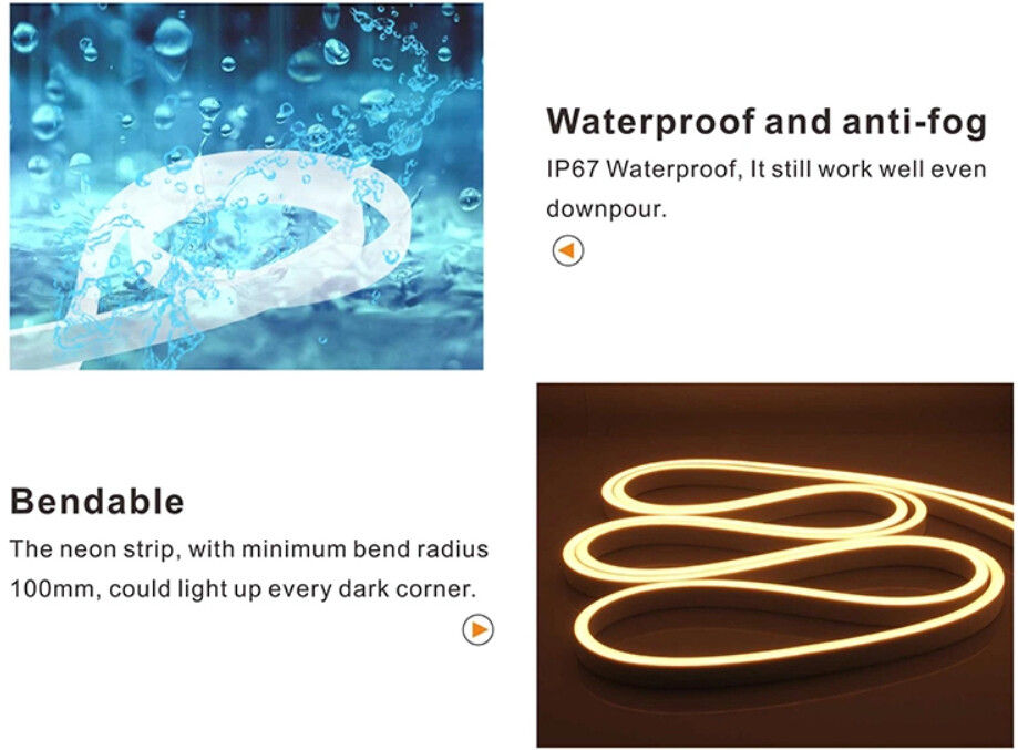 Waterproof NEON LED Strip IP67 Flexible Led Neon Rope 19.2 Watts Input Power